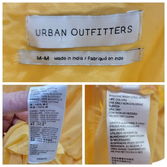 Urban Outfitters Hanna Embroidered Mini Dress Yellow Babydoll Sundress Women’s M - Picture 12 of 17